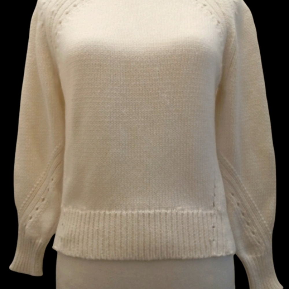 J CREW Pointelle light weight, cotton white pullover sweater XXS - Picture 3 of 5